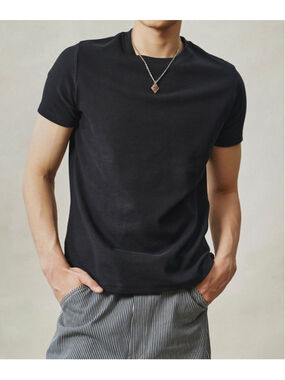 Slim Fit Crew Neck T-Shirt Black Annual Ring 🇺🇸ship Size L